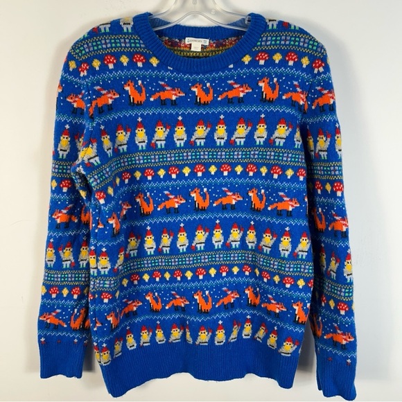 Crewcuts Blue Wool Sweater with Fox and Snowman Design (Youth) 16 - Picture 1 of 9